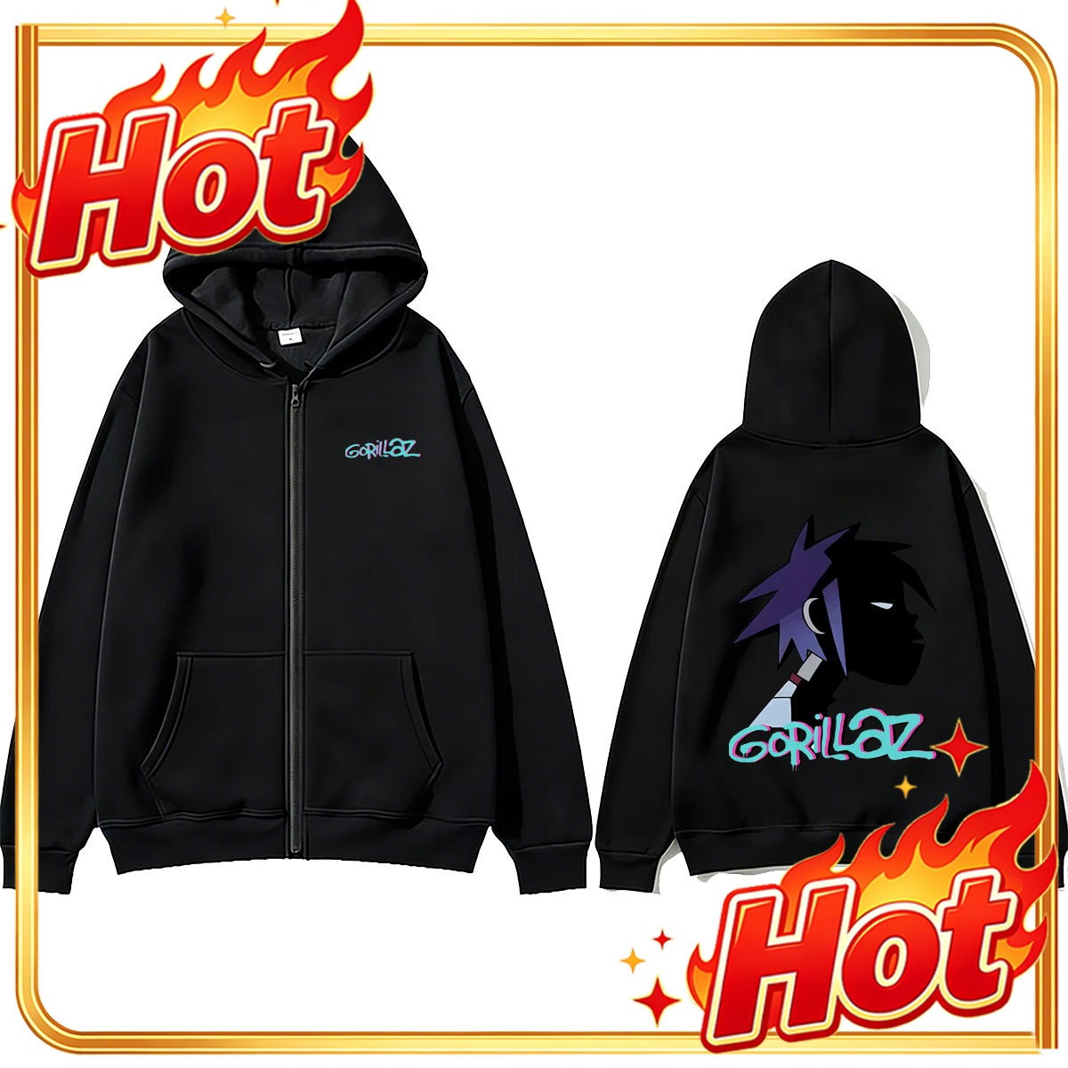 Mens Fashion Zip Up Hoodies - Sweat à capuche zippé avec motif