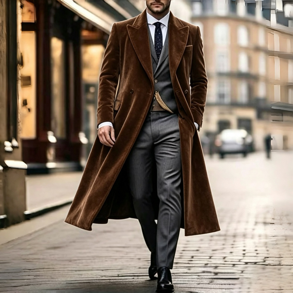 Men'S Fashion X - Veste de costume longue en velours