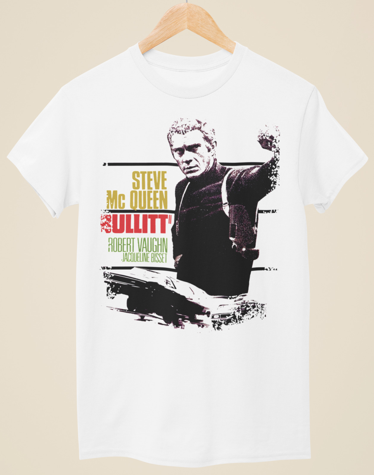 Poster Men Fashion - T-shirt blanc unisexe inspiré de Bullitt,