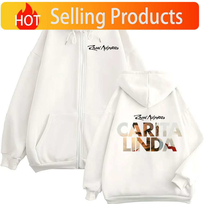 Mens Fashion Zip Up Hoodies - Rauw Alejandro Carita Linda 2026 Nouveau